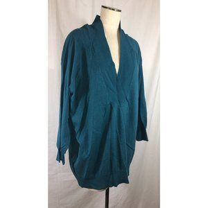 Silhouettes Teal 1X Sweater V-Neck Surplice